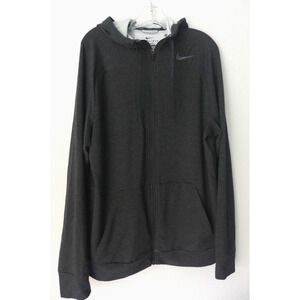Nike Dri-Fit Full Zip Hoodie Men's L‎ Dark Grey Stretch Comfort Workout 789979